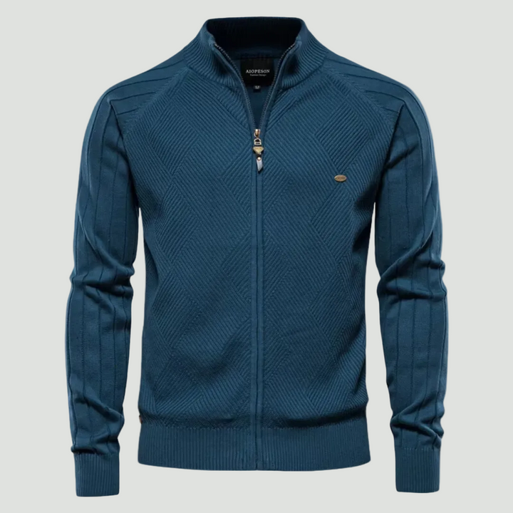 Fine Knit Zip Cardigan | Stylish Knitwear with Stand Collar