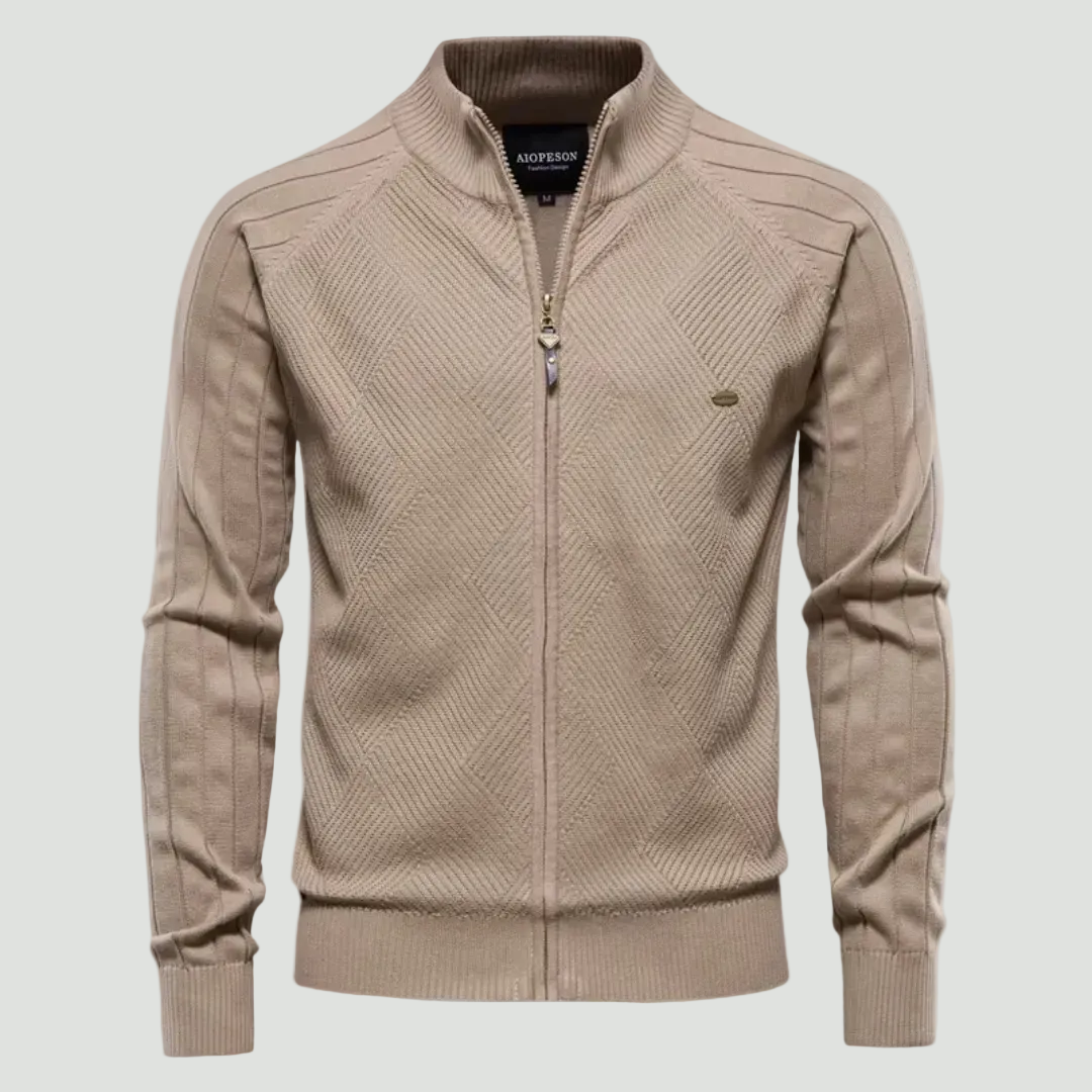 Fine Knit Zip Cardigan | Stylish Knitwear with Stand Collar