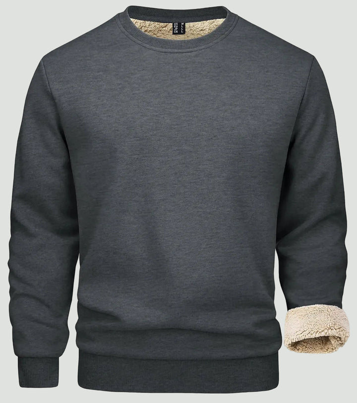 Men’s Winter Jumper – Fleece-Lined Crew Neck, Regular Fit