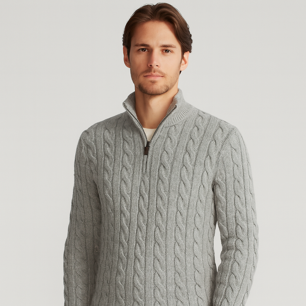 Men’s Half Zip Sweater – Refined Knit with High Collar