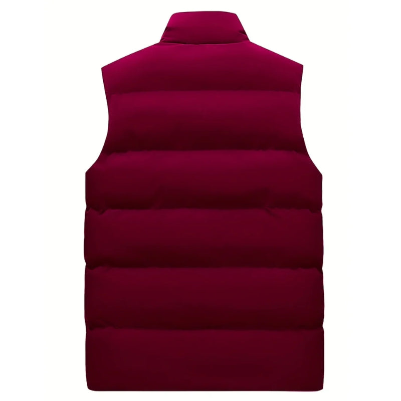 Men's Quilted Puffer Vest with High Collar and Zip Pockets