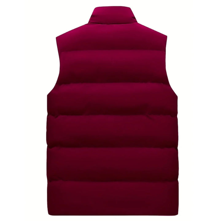 Men's Quilted Puffer Vest with High Collar and Zip Pockets