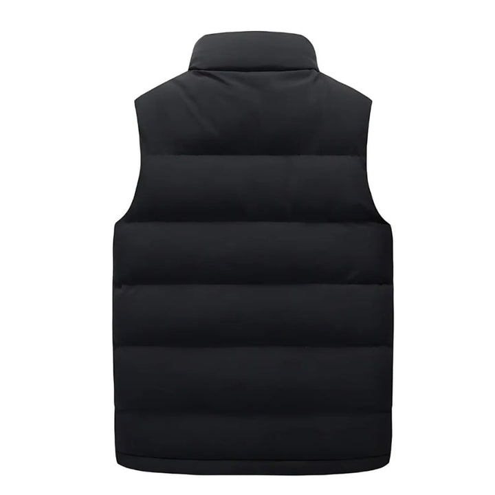 Men's Quilted Puffer Vest with High Collar and Zip Pockets