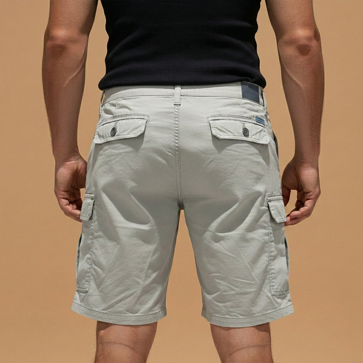 Men's Cargo Shorts with Knee-Length Cut and Multiple Pockets