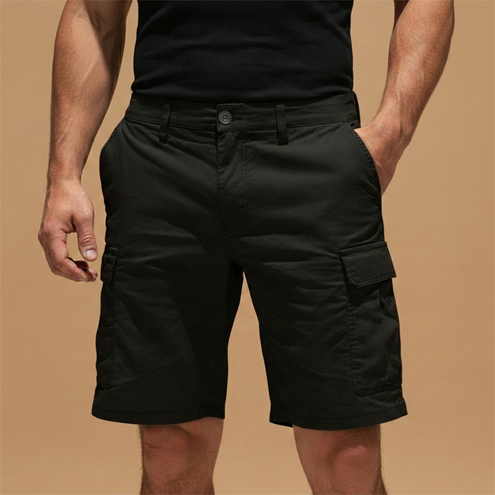 Men's Cargo Shorts with Knee-Length Cut and Multiple Pockets