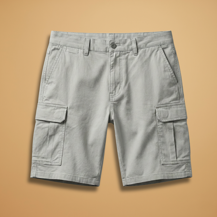 Men's Cargo Shorts with Knee-Length Cut and Multiple Pockets