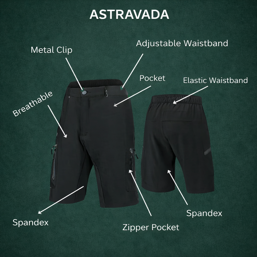 Men’s MTB Cargo Shorts – Durable Cycling Shorts with Zippered Pockets