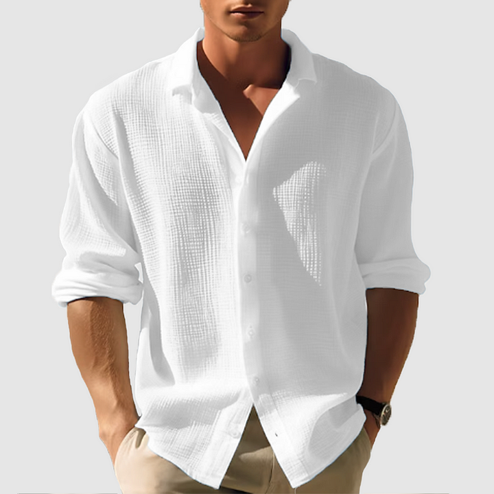 Men's Relaxed-Fit Short-Sleeve Button-Down Shirt for Summer