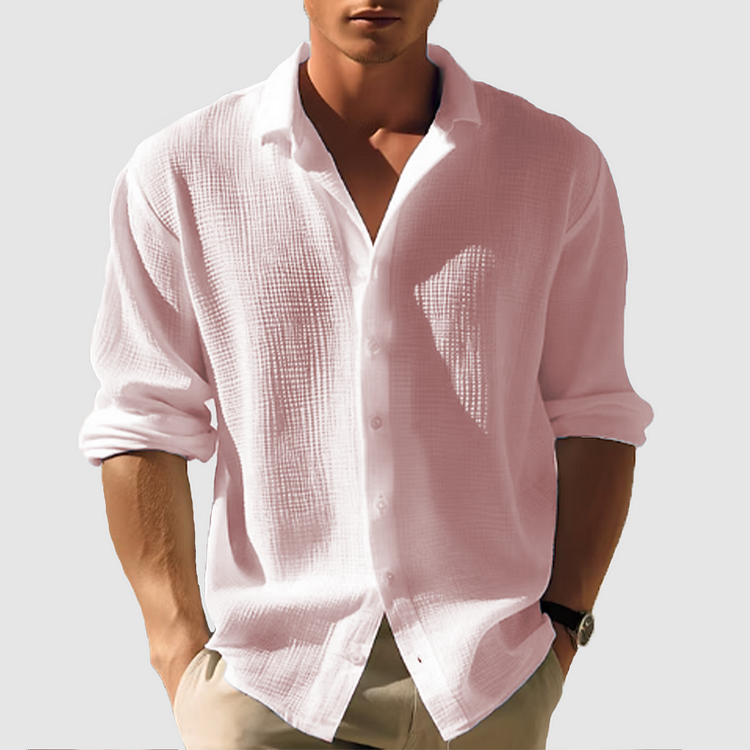 Men's Relaxed-Fit Short-Sleeve Button-Down Shirt for Summer