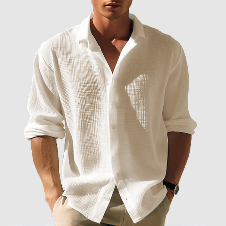 Men's Relaxed-Fit Short-Sleeve Button-Down Shirt for Summer