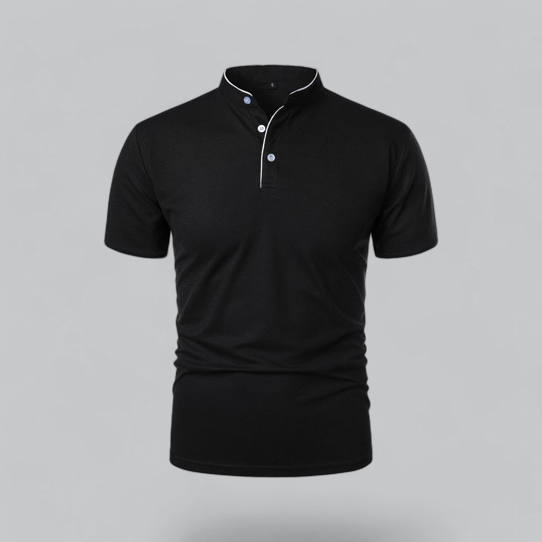 Men's Short-Sleeve Collarless Polo Shirt for Smart-Casual Wear