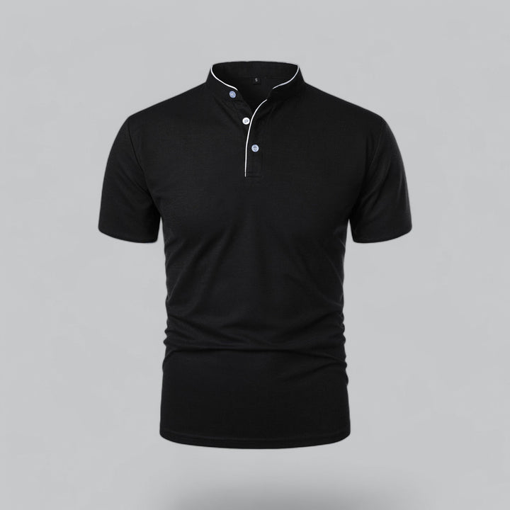 Men's Short-Sleeve Collarless Polo Shirt for Smart-Casual Wear