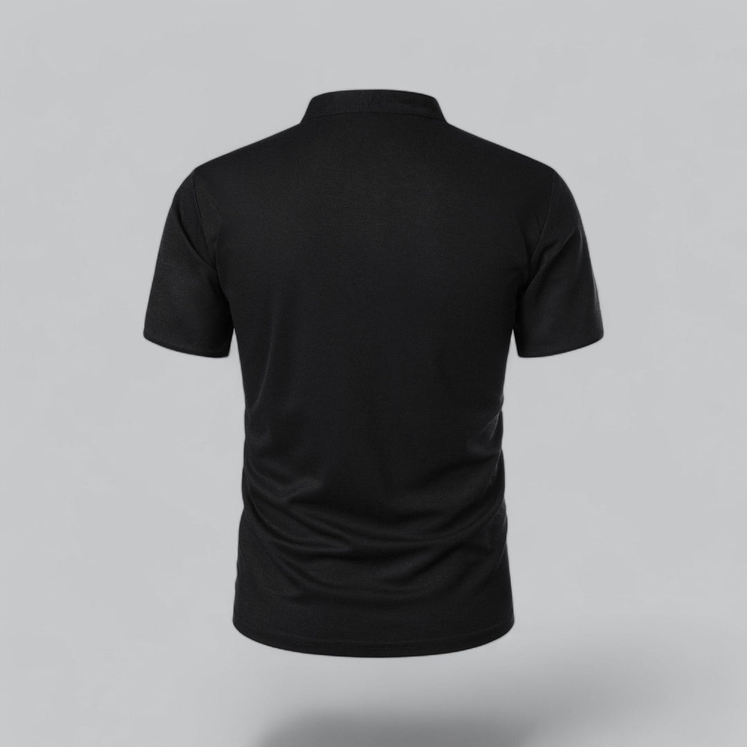 Men's Short-Sleeve Collarless Polo Shirt for Smart-Casual Wear