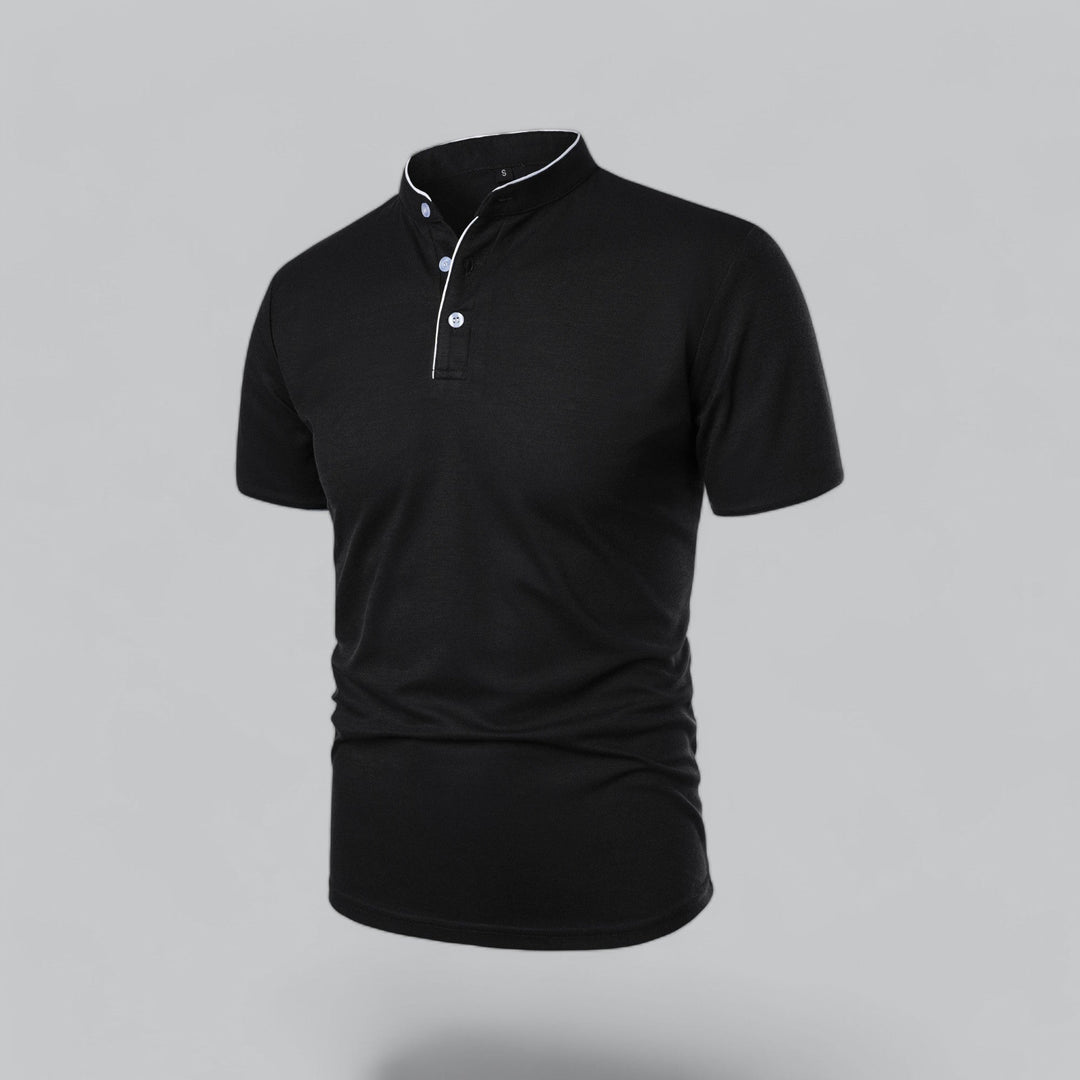 Men's Short-Sleeve Collarless Polo Shirt for Smart-Casual Wear