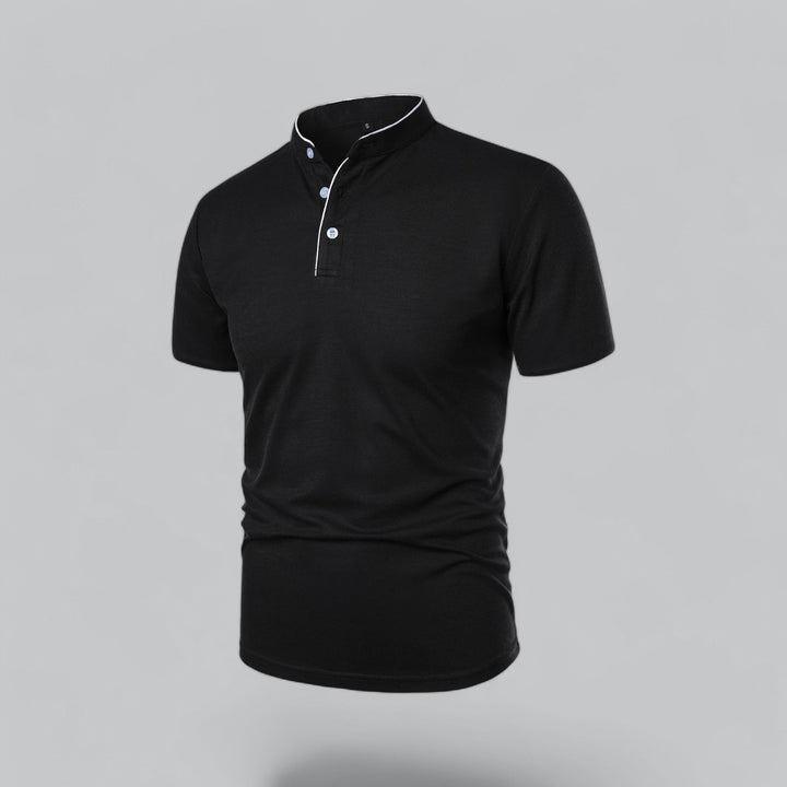 Men's Short-Sleeve Collarless Polo Shirt for Smart-Casual Wear