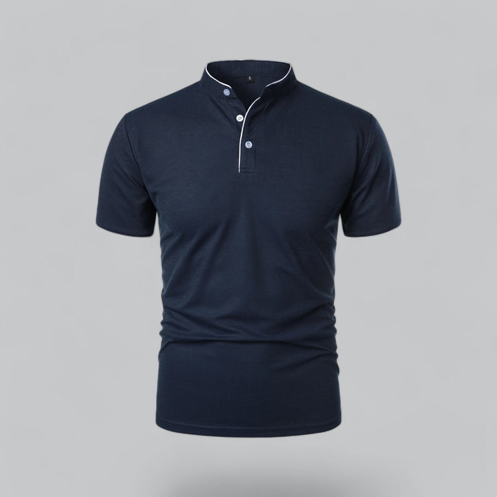 Men's Short-Sleeve Collarless Polo Shirt for Smart-Casual Wear