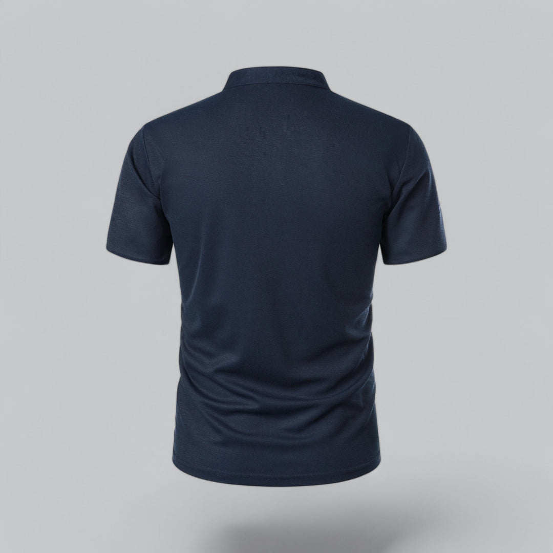 Men's Short-Sleeve Collarless Polo Shirt for Smart-Casual Wear