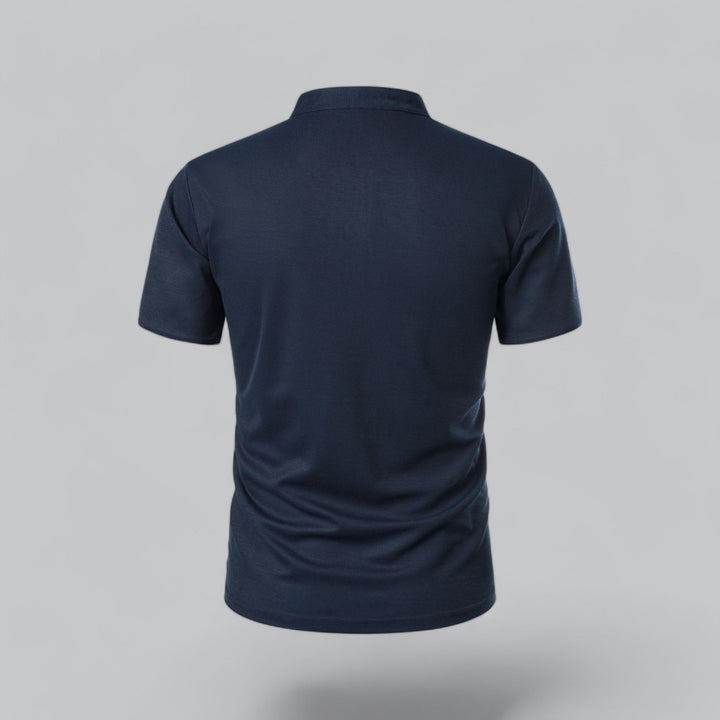 Men's Short-Sleeve Collarless Polo Shirt for Smart-Casual Wear