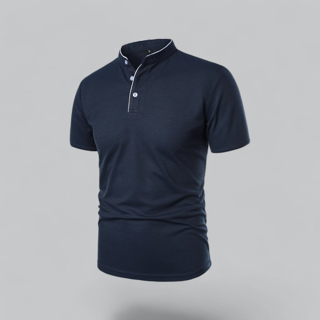 Men's Short-Sleeve Collarless Polo Shirt for Smart-Casual Wear