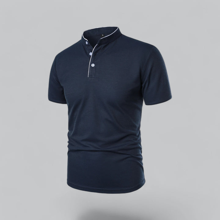 Men's Short-Sleeve Collarless Polo Shirt for Smart-Casual Wear