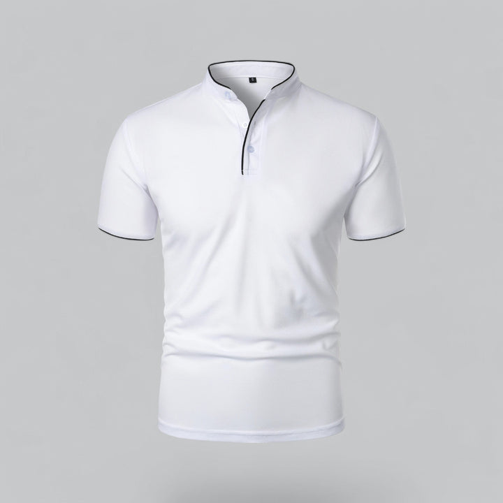 Men's Short-Sleeve Collarless Polo Shirt for Smart-Casual Wear