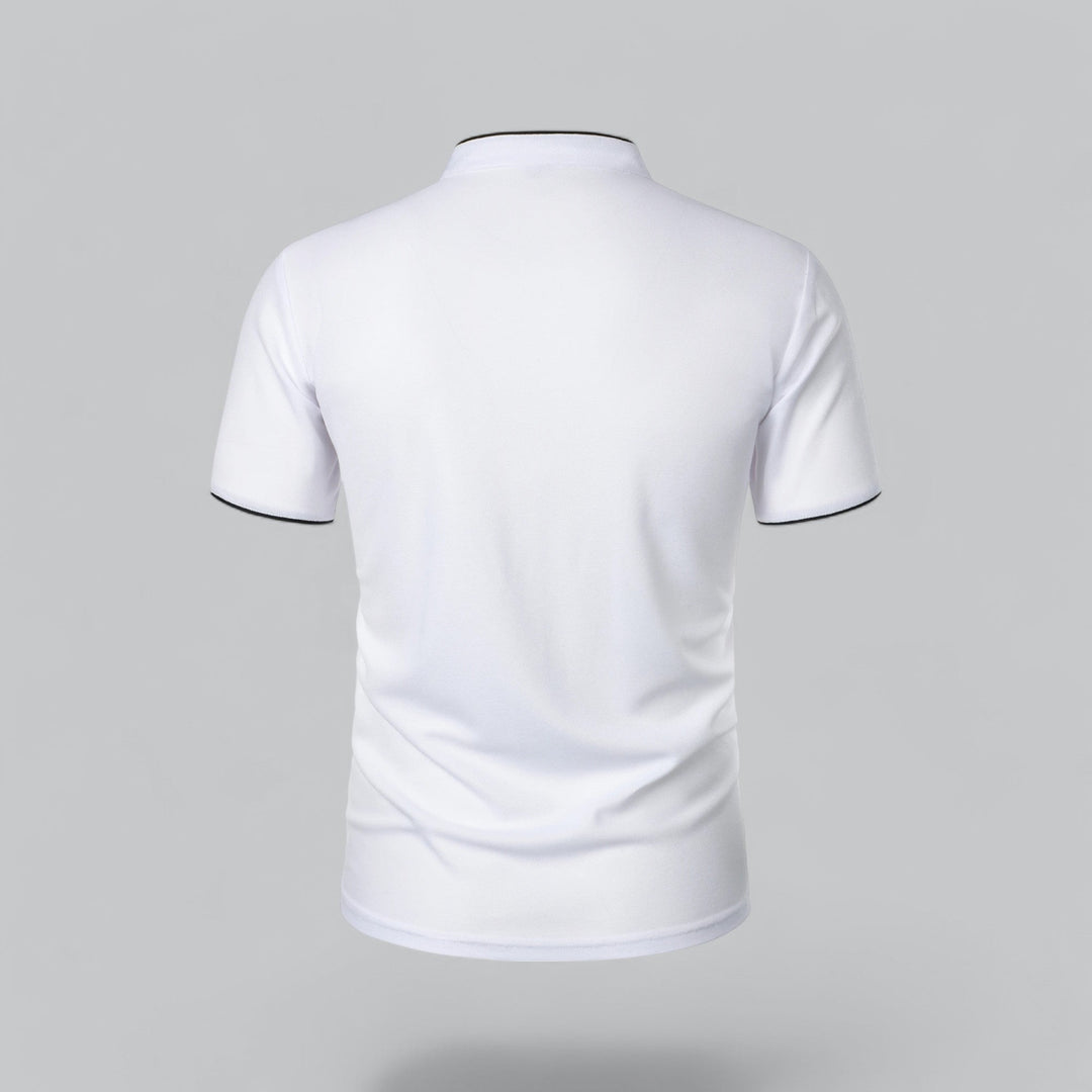 Men's Short-Sleeve Collarless Polo Shirt for Smart-Casual Wear