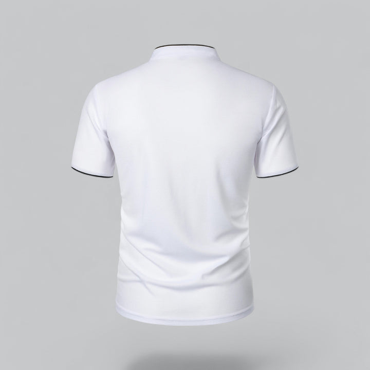 Men's Short-Sleeve Collarless Polo Shirt for Smart-Casual Wear
