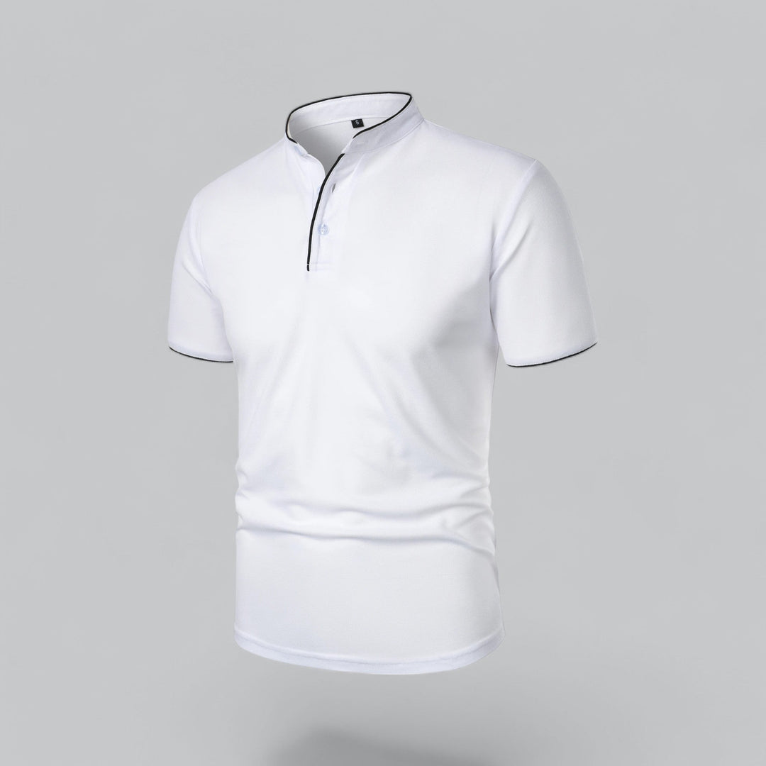 Men's Short-Sleeve Collarless Polo Shirt for Smart-Casual Wear