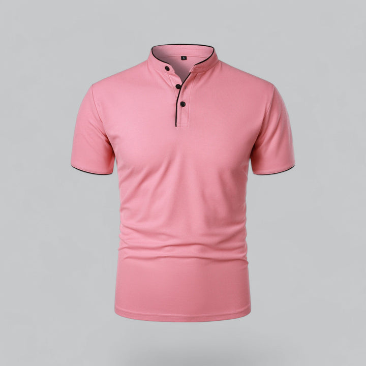 Men's Short-Sleeve Collarless Polo Shirt for Smart-Casual Wear