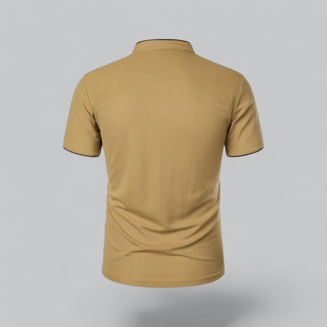 Men's Short-Sleeve Collarless Polo Shirt for Smart-Casual Wear