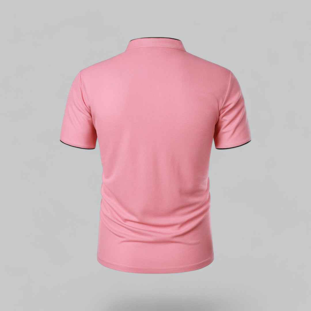 Men's Short-Sleeve Collarless Polo Shirt for Smart-Casual Wear