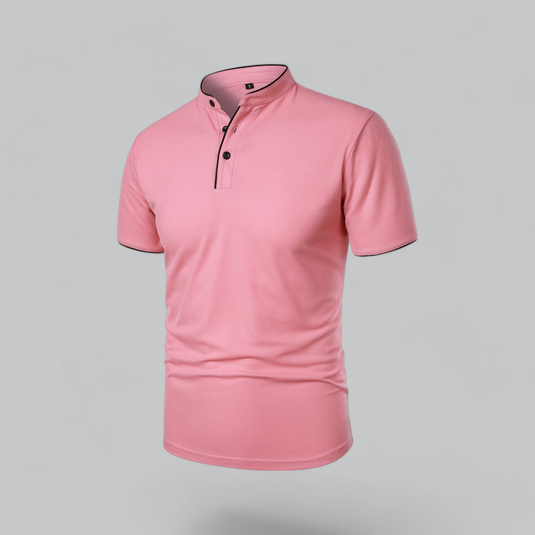 Men's Short-Sleeve Collarless Polo Shirt for Smart-Casual Wear