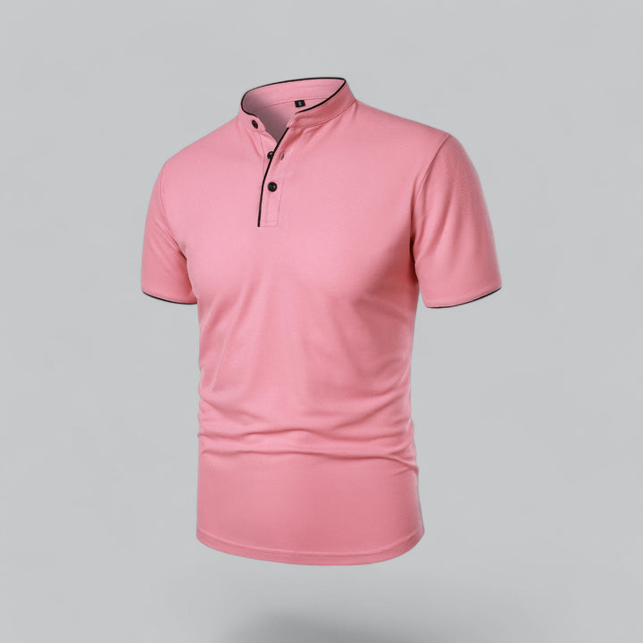 Men's Short-Sleeve Collarless Polo Shirt for Smart-Casual Wear