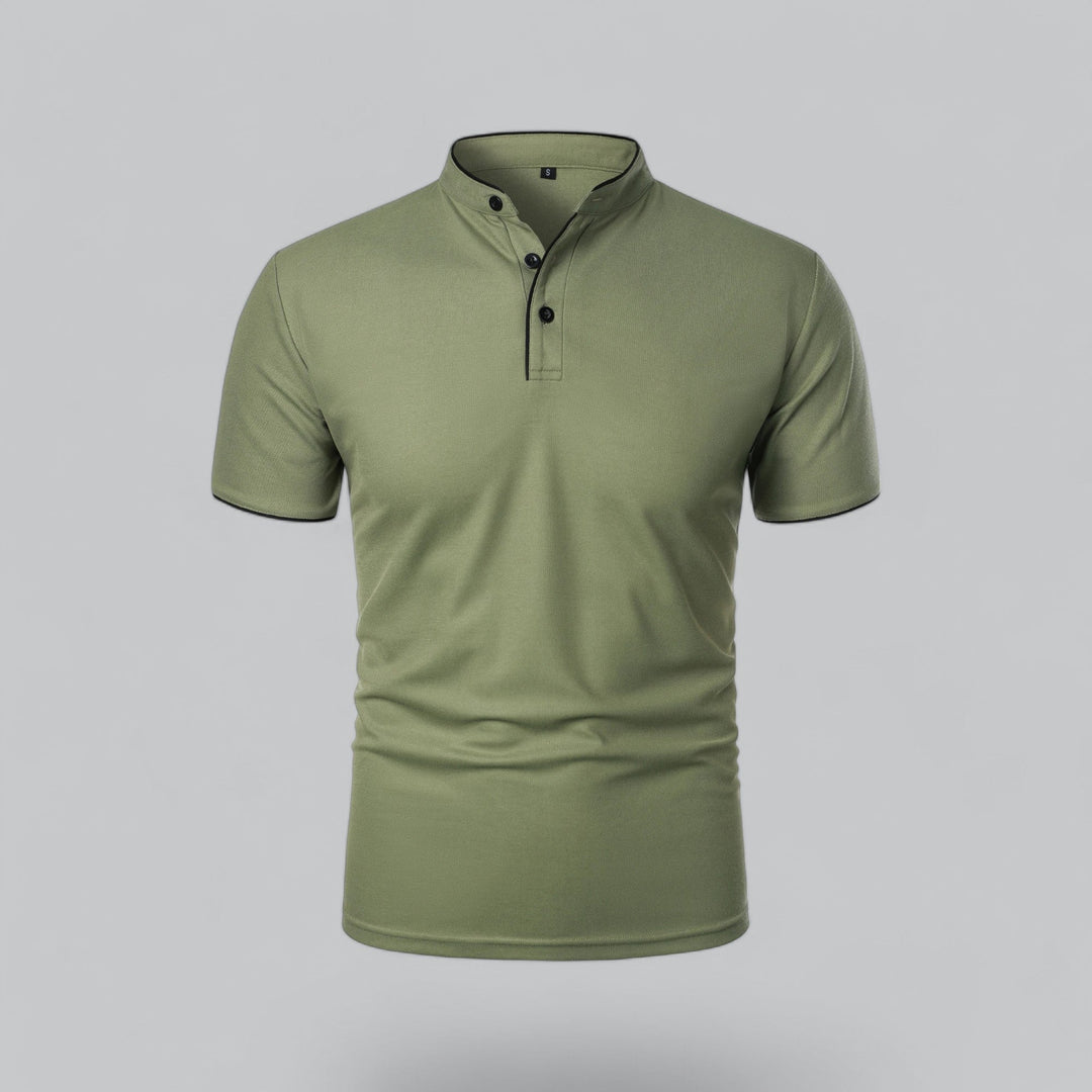 Men's Short-Sleeve Collarless Polo Shirt for Smart-Casual Wear