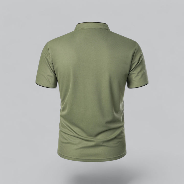 Men's Short-Sleeve Collarless Polo Shirt for Smart-Casual Wear