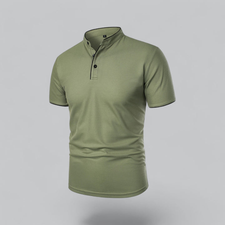 Men's Short-Sleeve Collarless Polo Shirt for Smart-Casual Wear