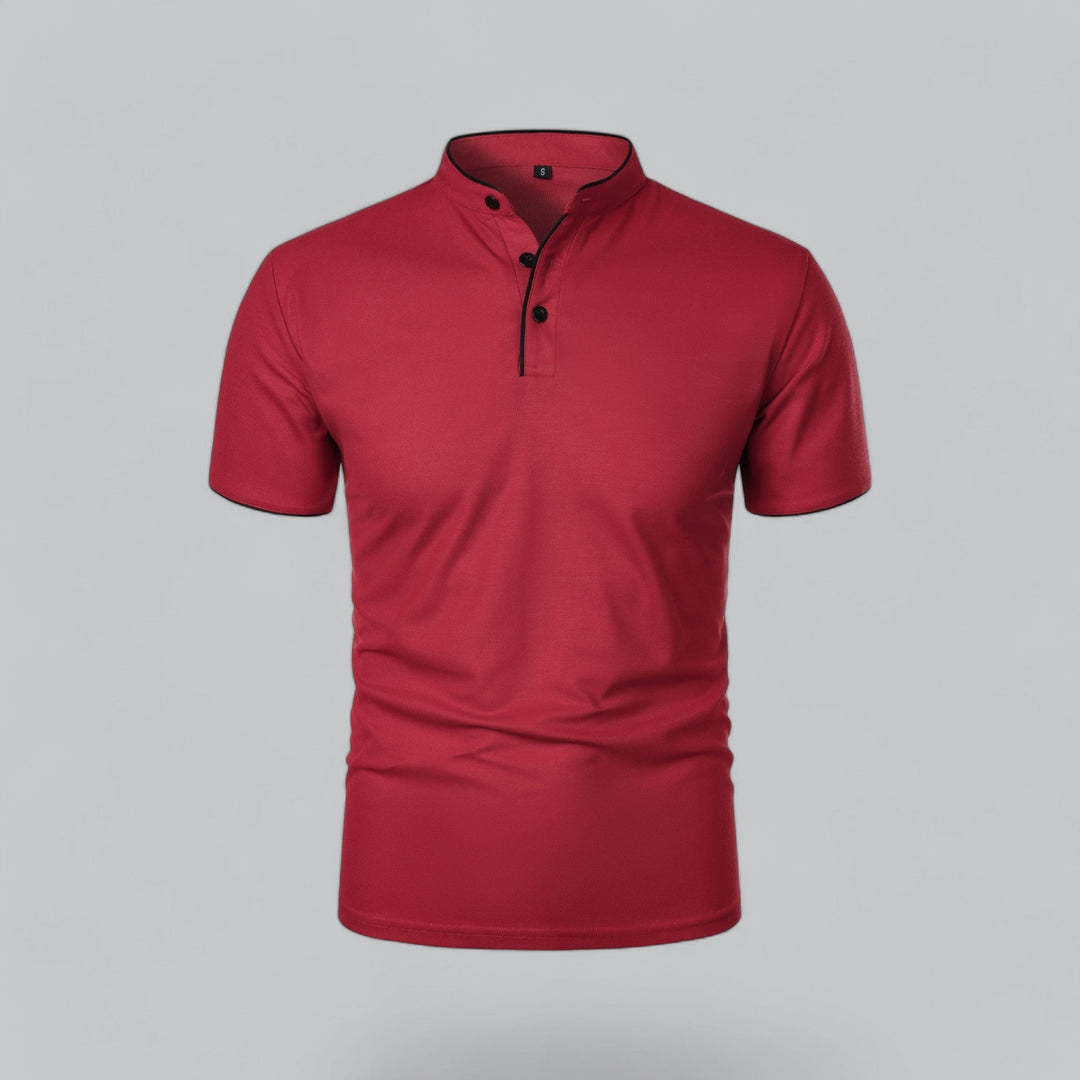 Men's Short-Sleeve Collarless Polo Shirt for Smart-Casual Wear