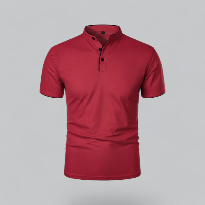 Men's Short-Sleeve Collarless Polo Shirt for Smart-Casual Wear