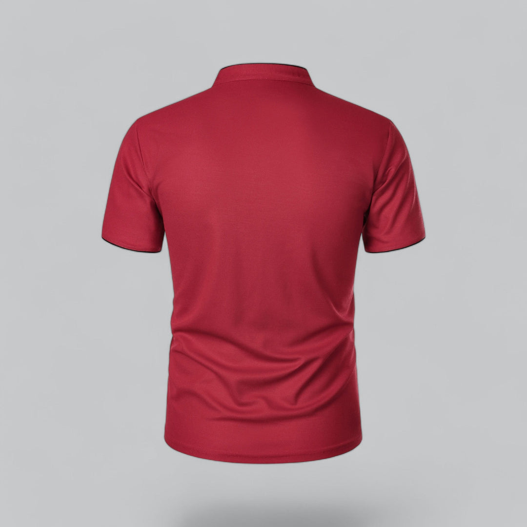 Men's Short-Sleeve Collarless Polo Shirt for Smart-Casual Wear