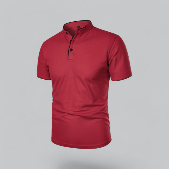 Men's Short-Sleeve Collarless Polo Shirt for Smart-Casual Wear