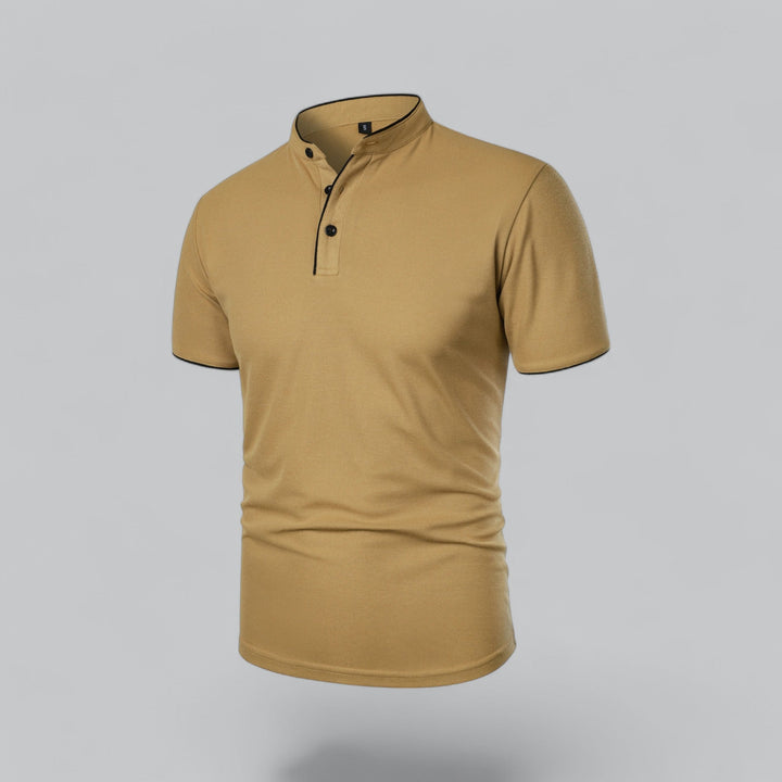 Men's Short-Sleeve Collarless Polo Shirt for Smart-Casual Wear