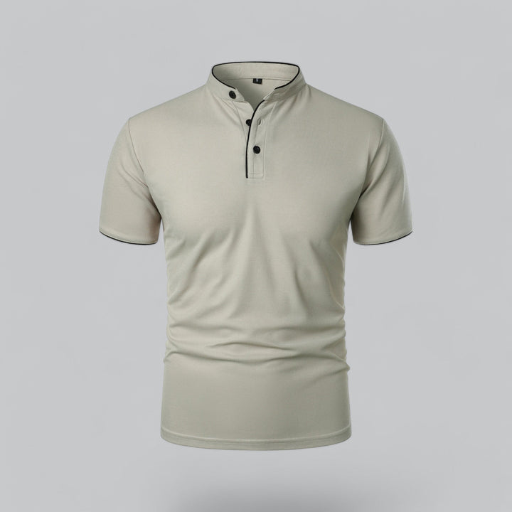 Men's Short-Sleeve Collarless Polo Shirt for Smart-Casual Wear