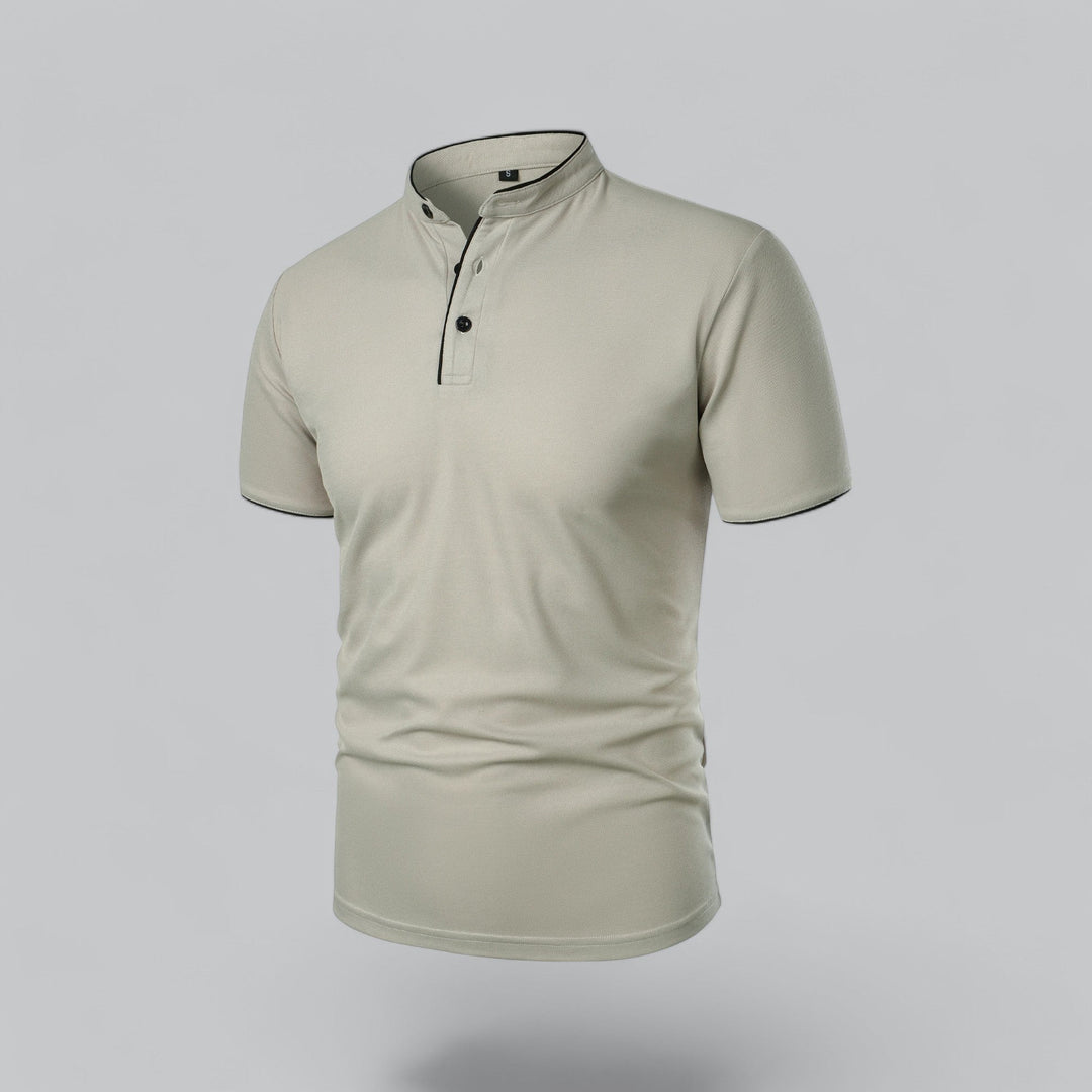 Men's Short-Sleeve Collarless Polo Shirt for Smart-Casual Wear