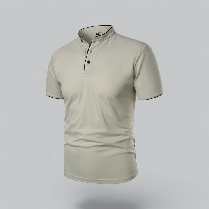 Men's Short-Sleeve Collarless Polo Shirt for Smart-Casual Wear