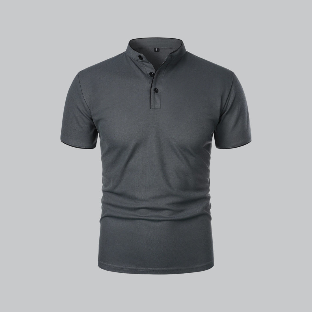 Men's Short-Sleeve Collarless Polo Shirt for Smart-Casual Wear