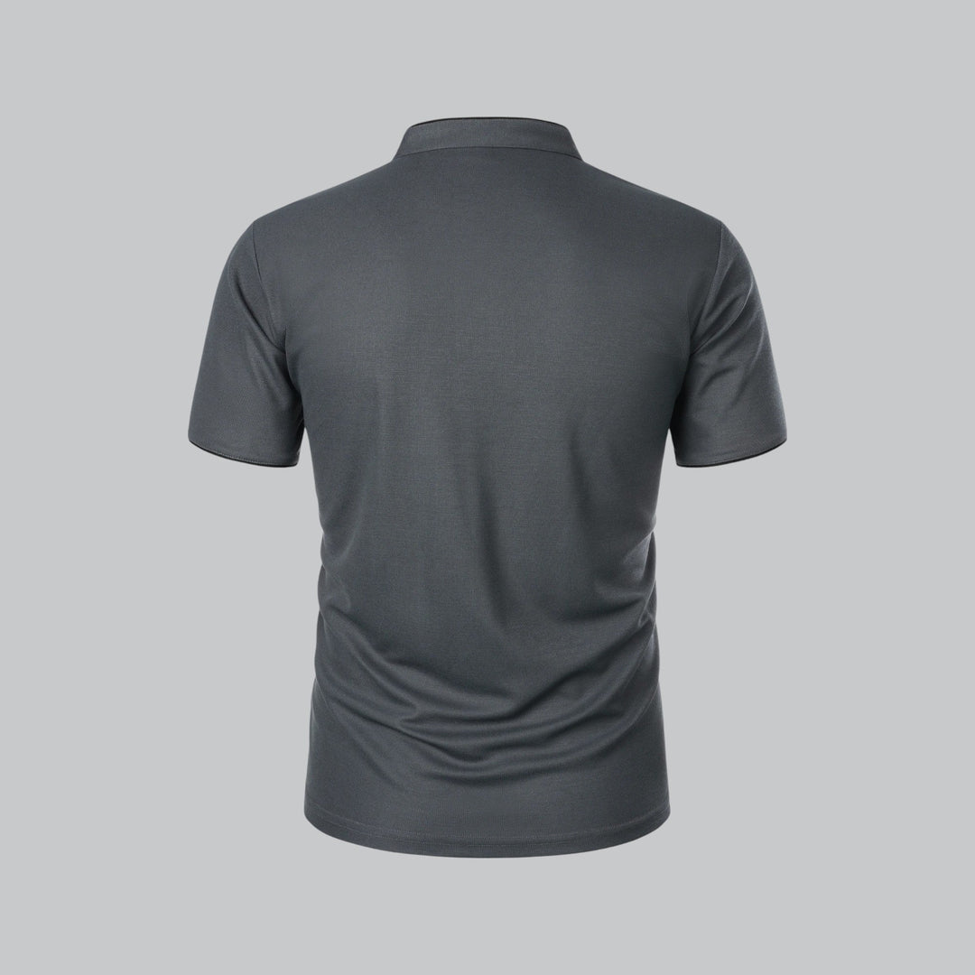 Men's Short-Sleeve Collarless Polo Shirt for Smart-Casual Wear