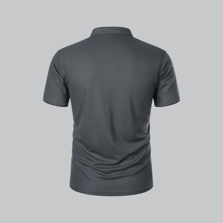 Men's Short-Sleeve Collarless Polo Shirt for Smart-Casual Wear