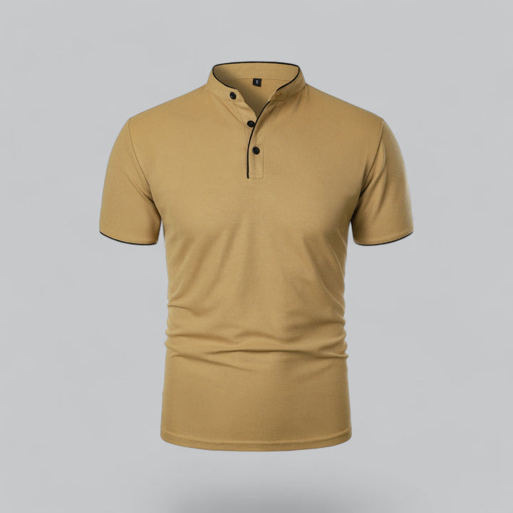 Men's Short-Sleeve Collarless Polo Shirt for Smart-Casual Wear