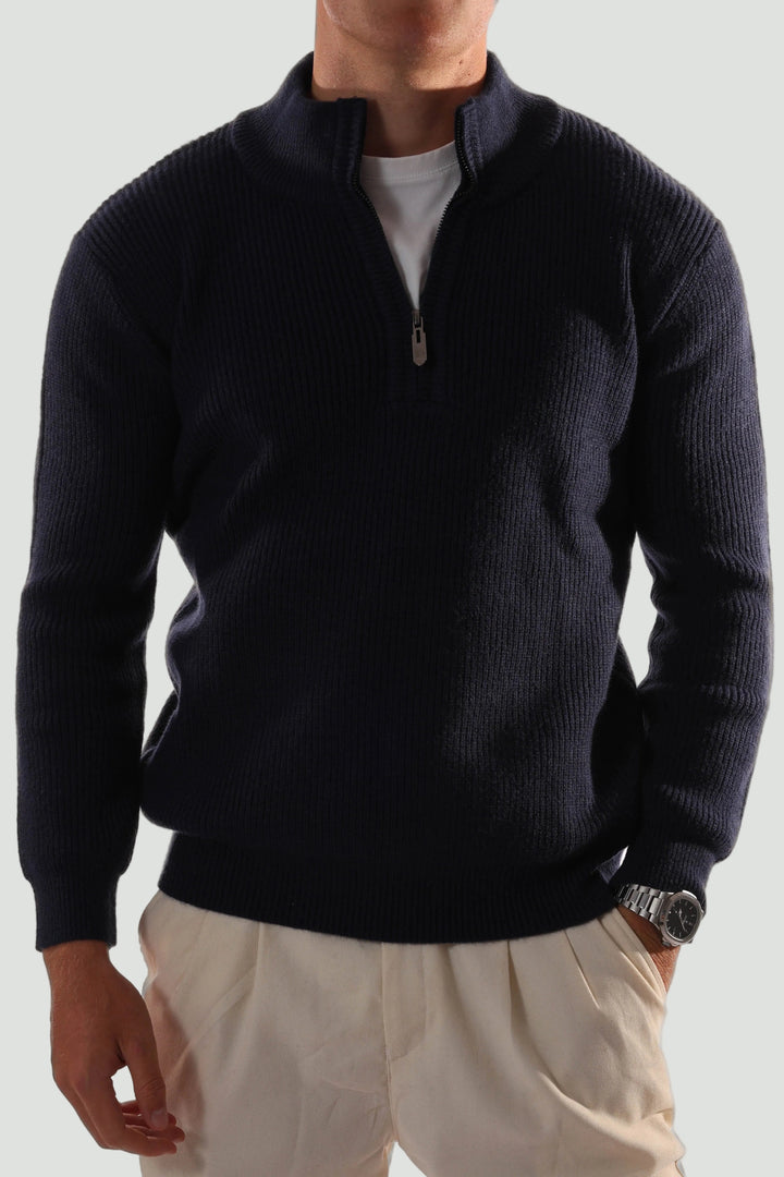 Men’s Quarter Zip Jumper – Knitted with Stand Collar