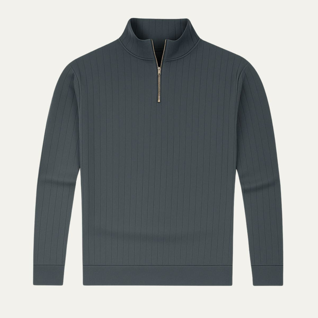 Men’s Quarter Zip Jumper – Ribbed Knit with Stand Collar